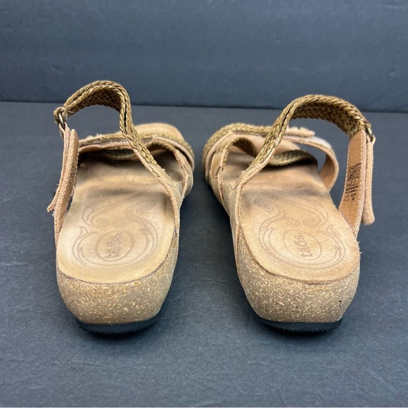 Taos Fabulous Slide with Cork Wedge Heel Size 7- 7.5 Sandals Tan Leather - Picture 7 of 11
